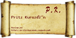 Pritz Kurszán névjegykártya